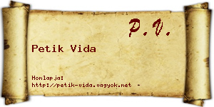 Petik Vida névjegykártya